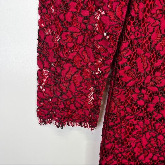 Shoshanna Garnet Illusion Lace Sheath dress red - 2 - Picture 7 of 13